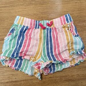 Mini Boden Rainbow Striped Ruffle Hem Shorts